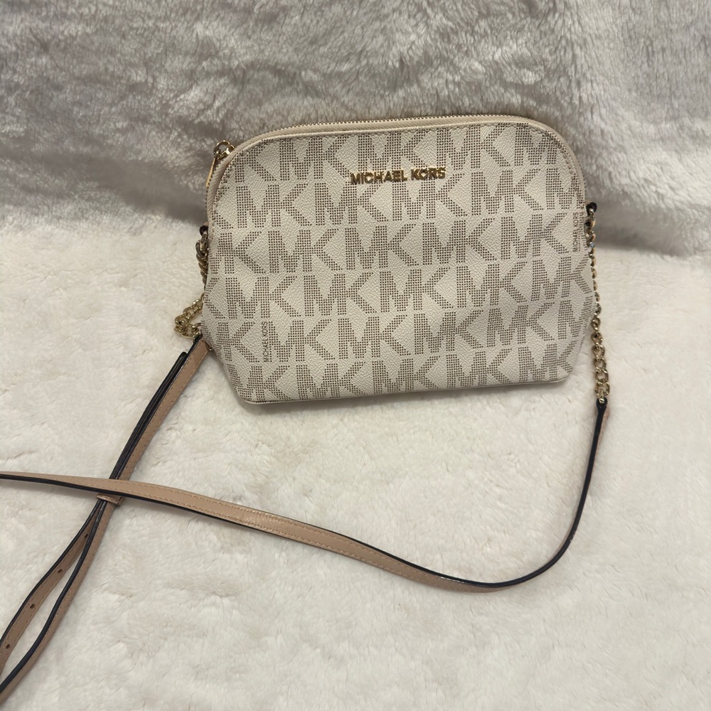 Michael Kors Beige and Gold Crossbody Bag